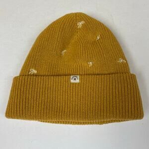 Madewell Antique Gold Bow Embroidered (Re)sourced Cotton Cuffed Beanie